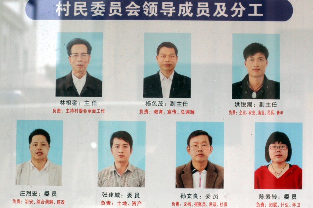 Hong Ruichao (top right) pictured in a chart introducing Wukan's Village Committee members.