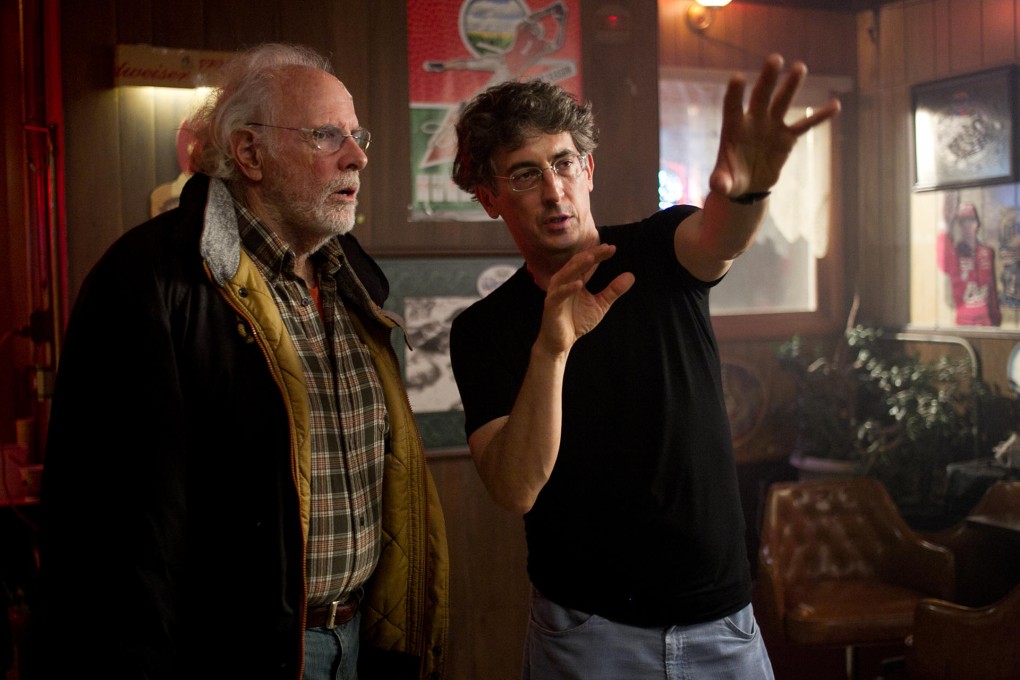 Bruce Dern (seen on set with director Alexander Payne) plays the curmudgeonly Woody Grant.