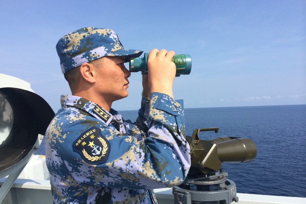 Captain Liu Zhonghu aboard Chinese navy ship Jinggangshan in the Indian Ocean on Thursday. Photo: Xinhua