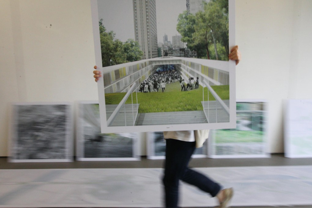 An exhibit for the display on cross-border cities to be held from tomorrow at Chinese University. Photo: Felix Wong