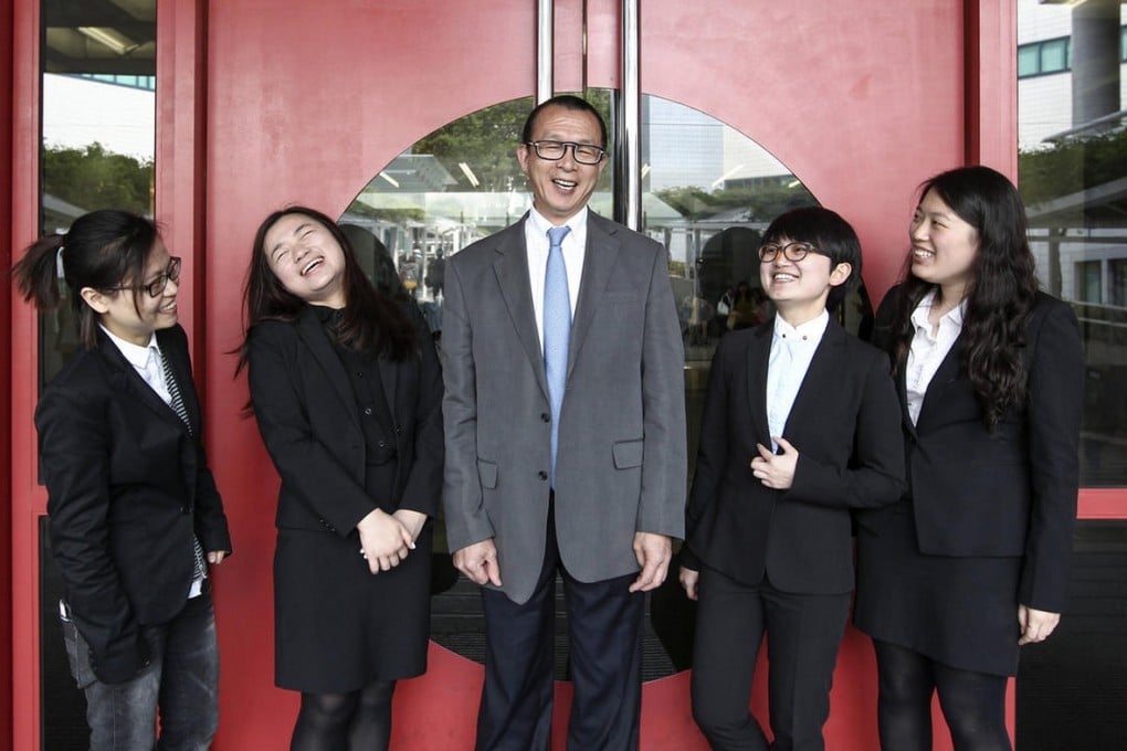 Andy Lee with students (from left) Zoe Mao Rui, Miki Wong, Karen Huang Yuzhe and Joyce Hui. Photo: Jonathan Wong