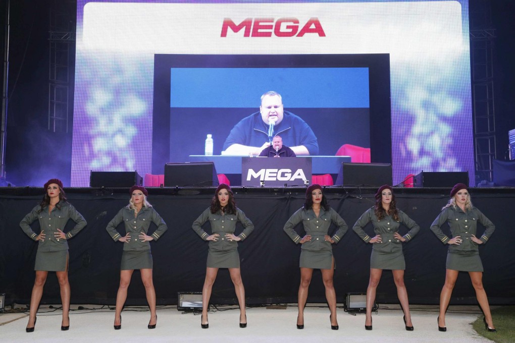 Kim Dotcom launches Mega in Auckland in January, 2013. The company offers services similar to Dropbox and Google Drive. Photo: Reuters