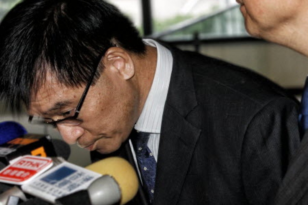 Francis Liu apologises after a meeting of Legco's panel on economic development. Photo: Edward Wong