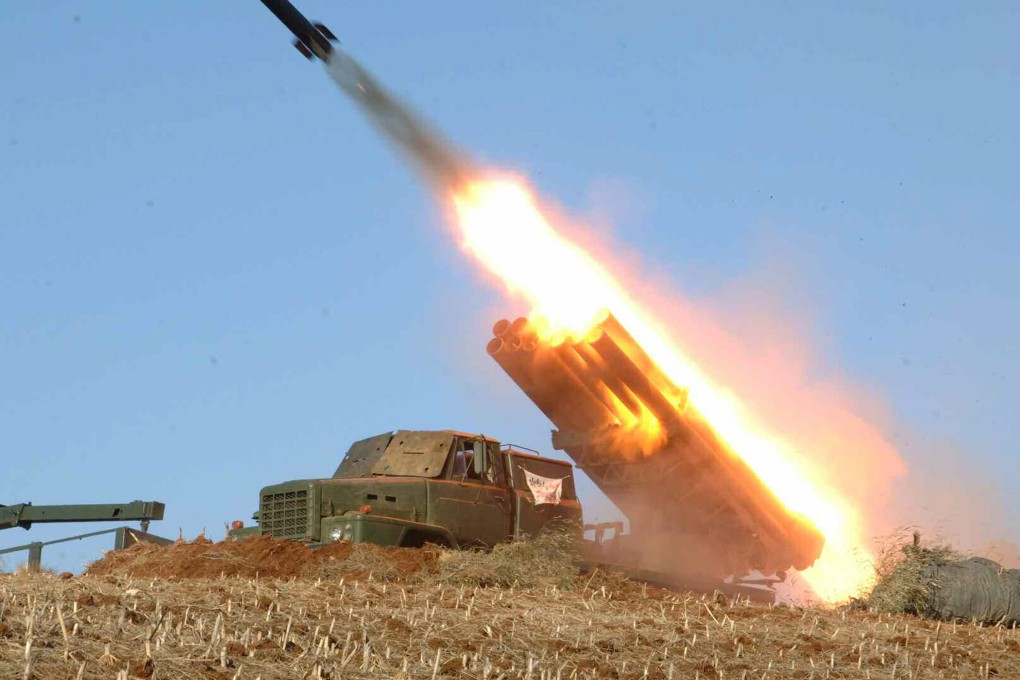 A photo released last month shows a North Korean missile drill from an undisclosed location. Pyongyang's medium-range rocket tests today came nearly a month after its barrage of missiles over US-South Korea military drills. Photo: EPA