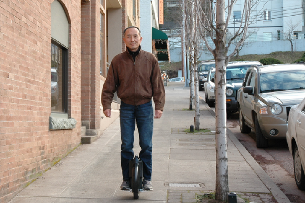 Inventor Shane Chen rides his Solowheel to work. Photo: Inventist