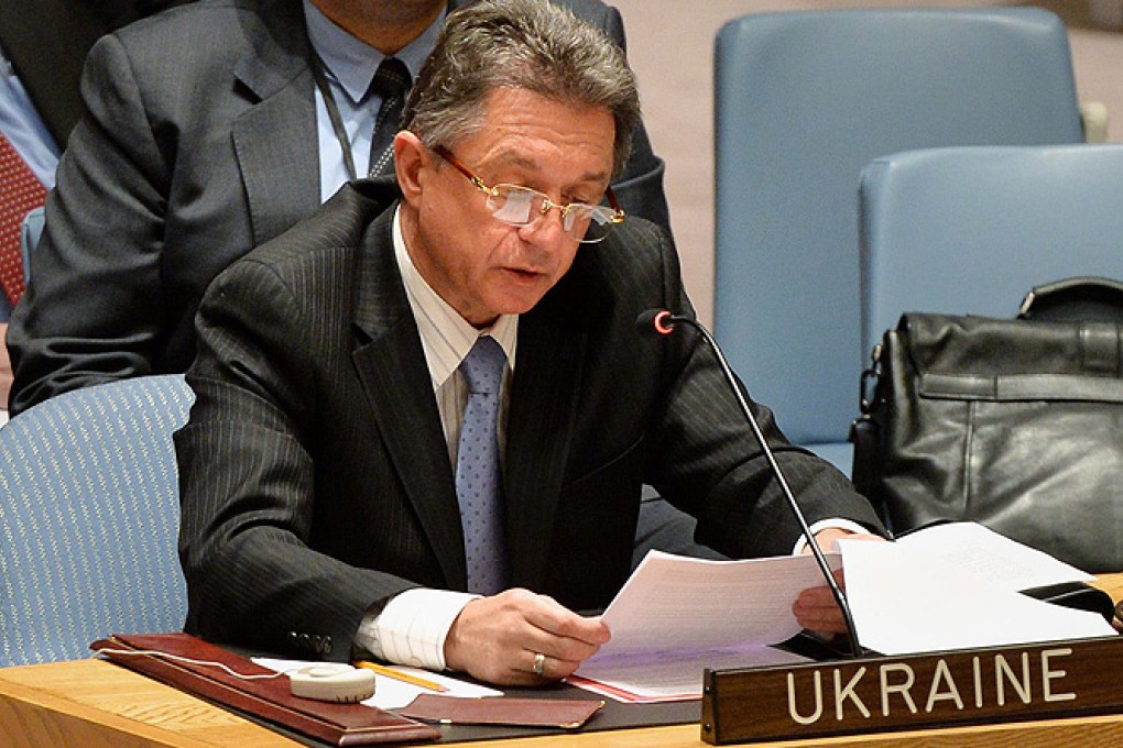 Yuriy Sergeyev, Ukraine's ambassador to the UN, speaks during a Security Council meeting in New York. Photo: EPA