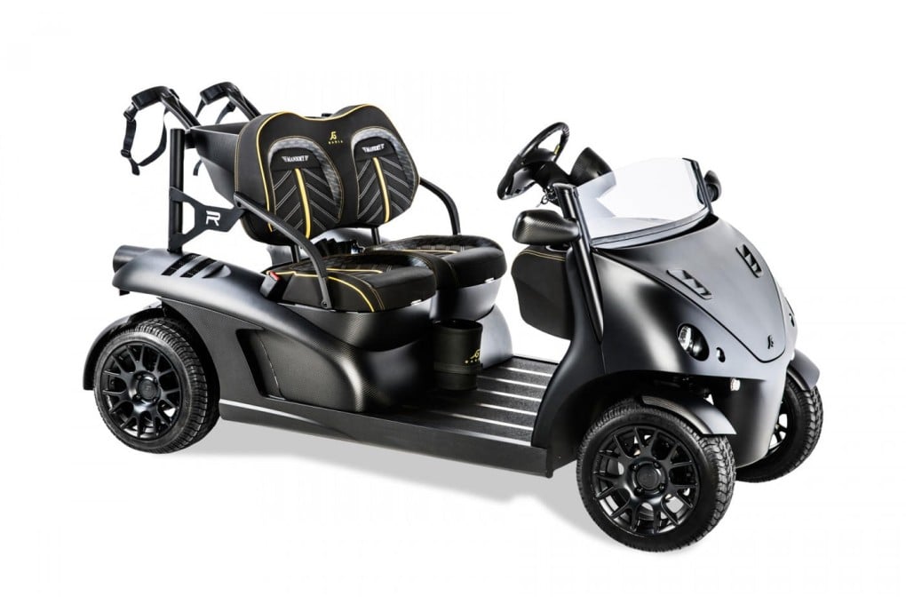The Garia Mansory Currus (above, and the driver’s control centre below) is the Rolls-Royce of golf carts, and there are only seven worldwide.