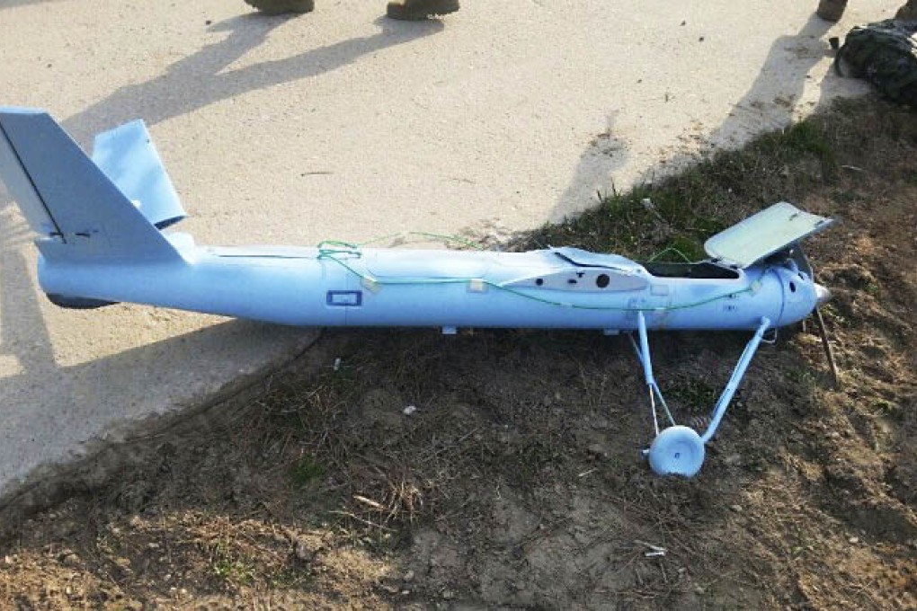 The wreckage of a drone on Baengnyeong Island. Photo: AFP