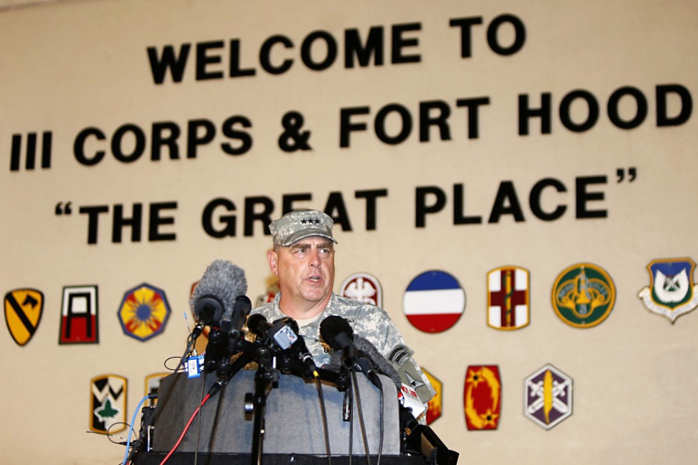 Lieutenant General Mark Milley addresses the media during a news conference at the entrance to Fort Hood Army Post in Texas. Photo: Reuters