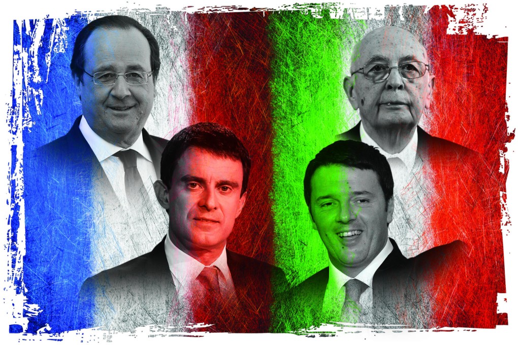 Tag teams (clockwise from top left) … France's President Francois Hollande and Italy's President Giorgio Napolitano hope their economies will move forward with the appointment of reform-minded Matteo Renzi and Manuel Valls as prime ministers. Photos: EPA, AP, Xinhua, Reuters