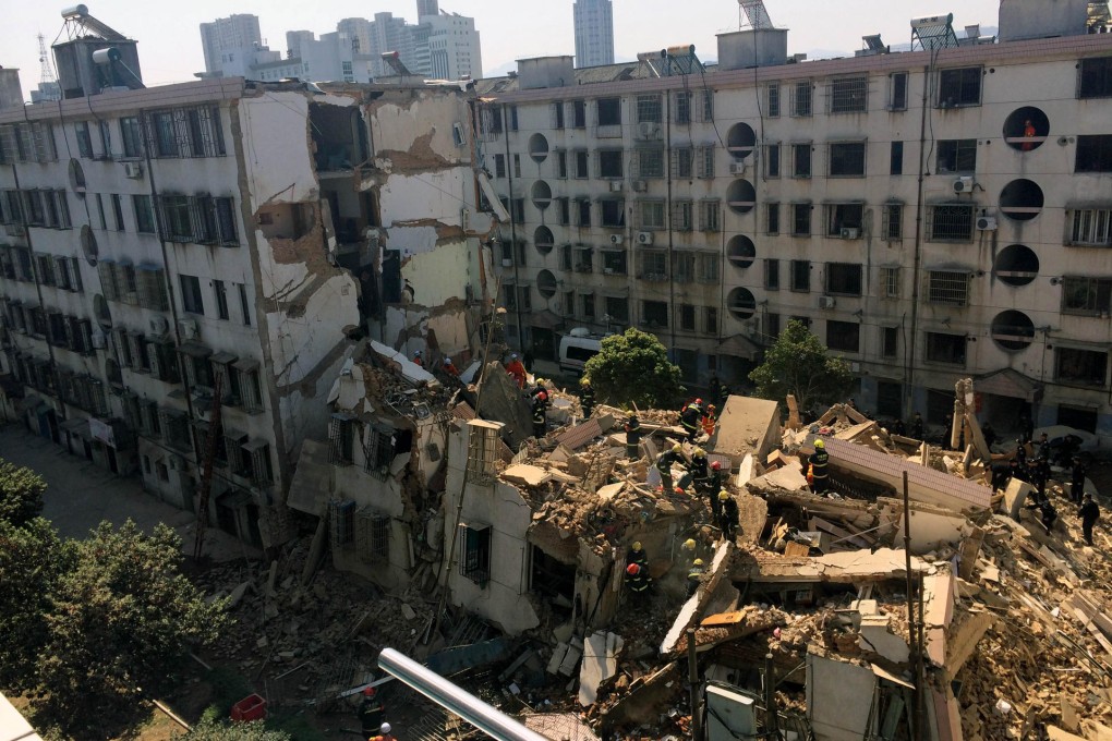 A five-storey building in Ningbo collapsed into rubble in the early morning. Photo: Xinhua