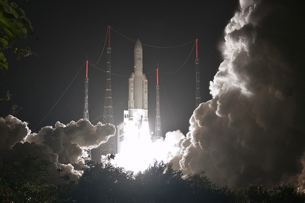A rocket launchs from Kourou, French Guiana. Photo: AP