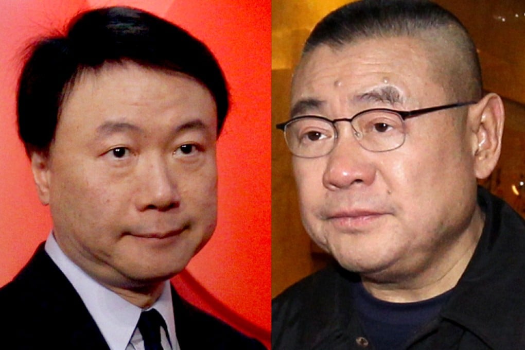 Joseph Lau Luen-hung (right) appeared at the Independent Commission Against Corruption this afternoon. He was sentenced in a Macau court last month to five years and three months with business partner Steven Lo Kit-sing (left). Photos: Felix Wong, Dickson Lee