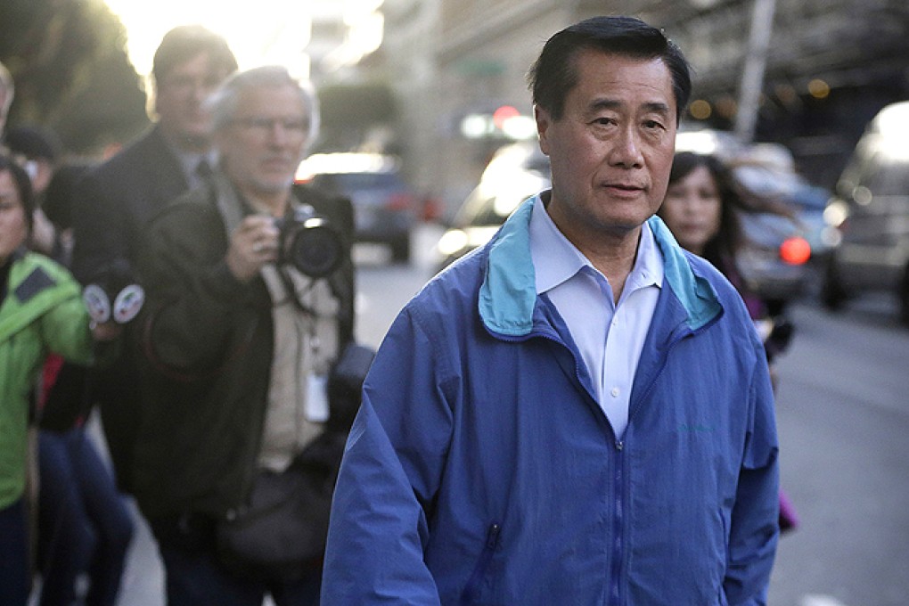 Indicted California state Senator Leland Yee outside the Federal Building in San Francisco. Photo: AP