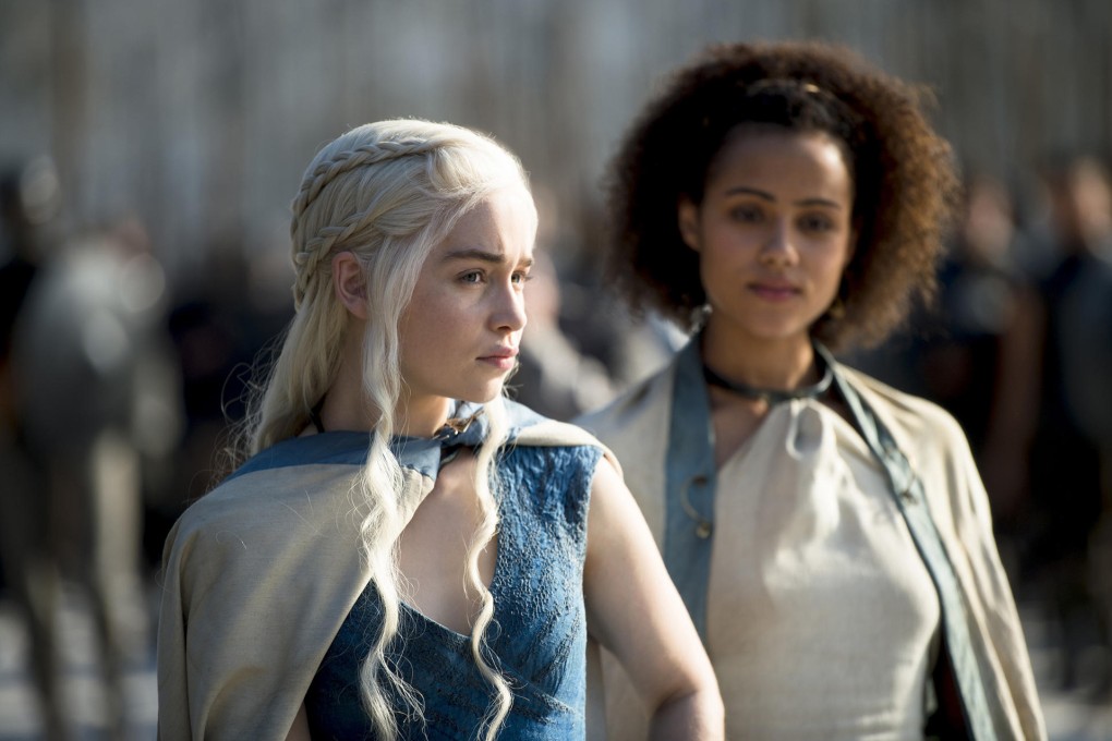 Emilia Clarke (left) and Nathalie Emmanuel in Thrones. Photo: HBO