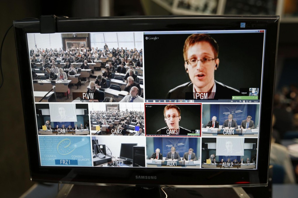 Edward Snowden gives evidence to the Council of Europe. Photo: Reuters