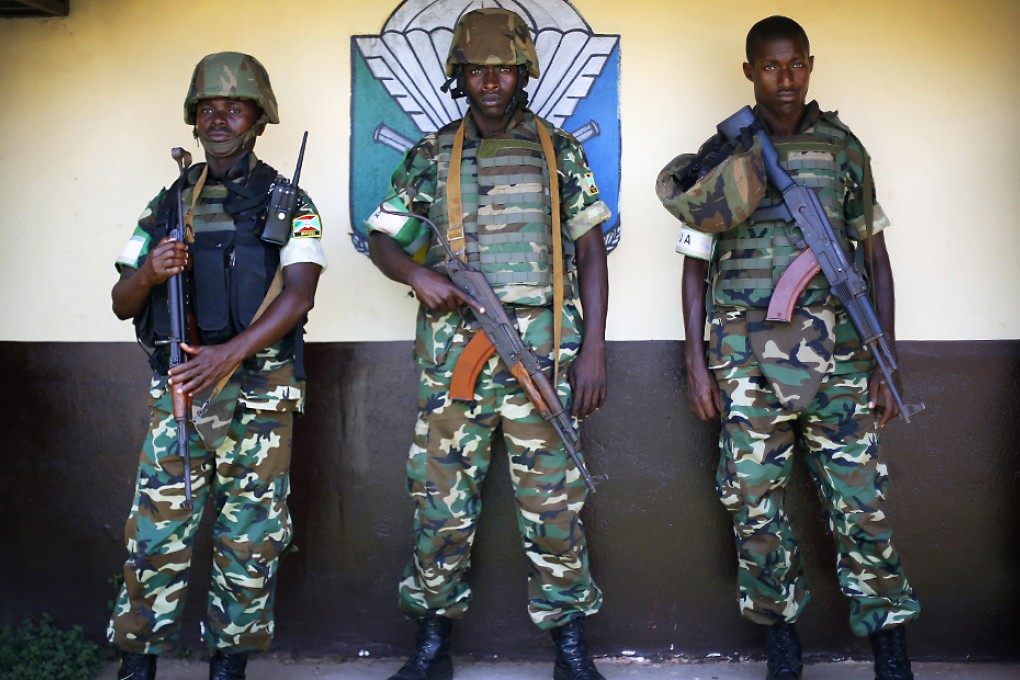 African peacekeeping mission troops known as MISCA, listen to US Ambassador to the UN Samantha Power in Bangui, Central African Republic. Photo: AP