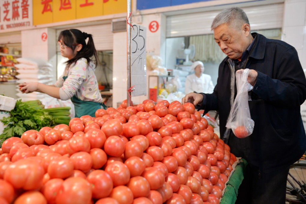 Food prices rose 4.1 per cent in March from a year earlier. Photo: Xinhua