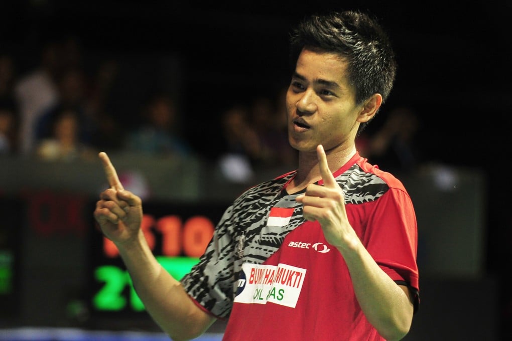 Simon Santoso celebrates his win. Photo: Xinhua