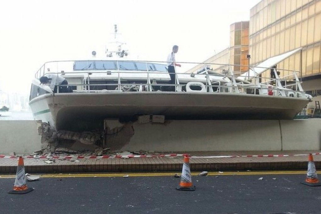 Part of the sea wall at the China Ferry Terminal was damaged. Photo: SCMP