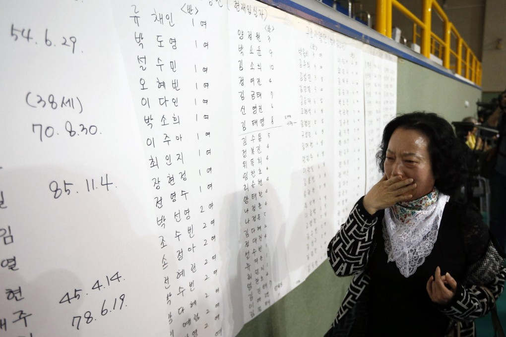 A mother reacts to learning her son's name is on a survivors' list. Photo: Reuters