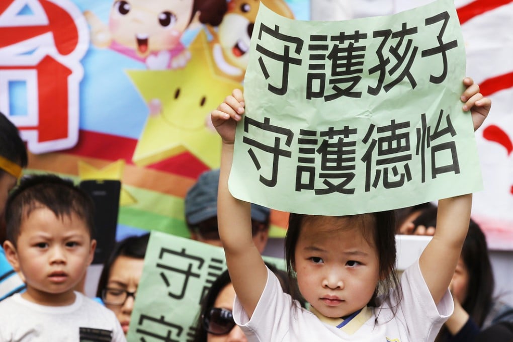 Parents and children have held regular protests after Topkids International Preschool found it had lost its premises to a rival's higher bid. Photo: Edward Wong