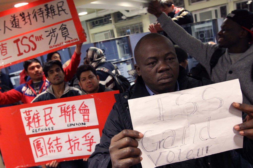 A group of refugee have been holed up inside the offices of the Mong Kok branches of the International Social Service Hong Kong. Photo: Dickson Lee