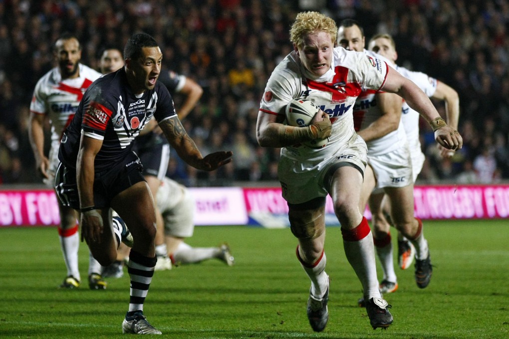 Benji Marshall chases England's James Graham during a Four Nations rugby league test match at Hull in England. Marshall switched to rugby union with the Auckland Blues but it has not worked out. Photo: AP