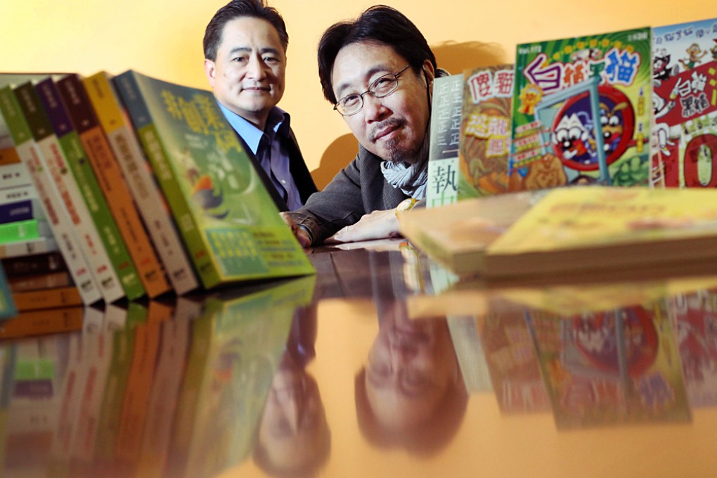 Local comic writer Ma Sing-yuen (right) and Derek Lee of the Hong Kong Public Lending Right Alliance. Photo: May Tse