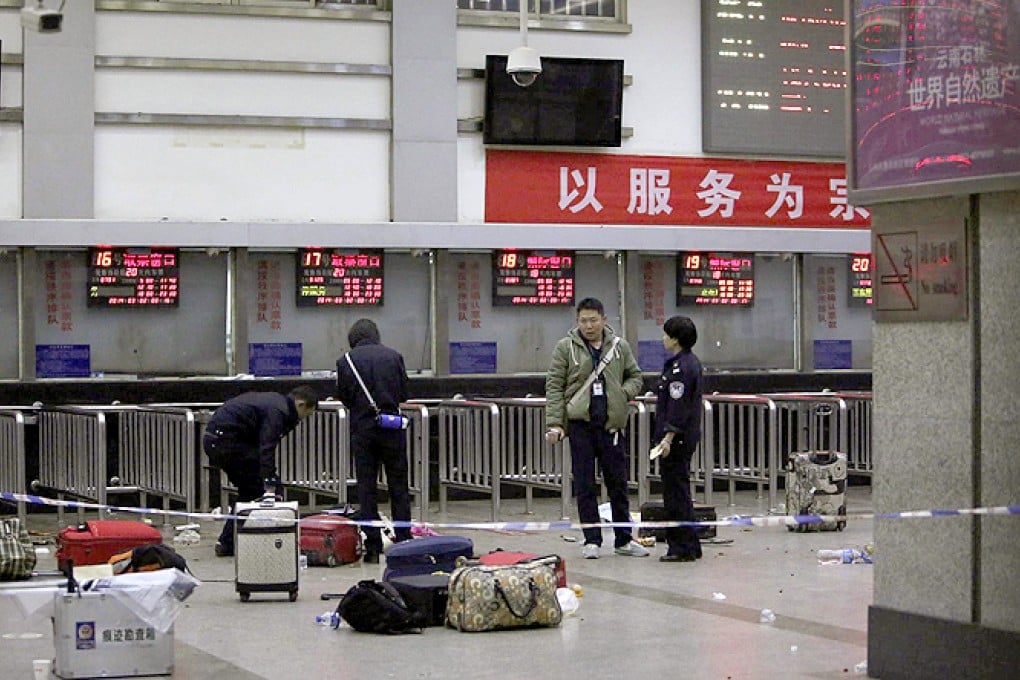 The scene at Kunming railway station on March 2, a day after attackers with knives killed 29 people and injured more than 140. Photo: Reuters