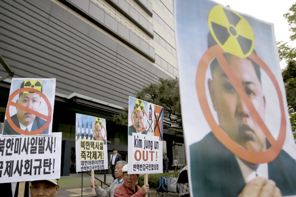 South Korean protesters take part in an anti-North Korea rally in Seoul. Photo: AP