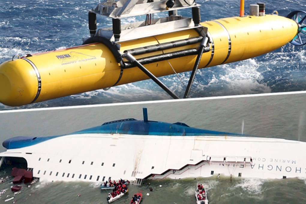 The bluefin-21 in the search for missing Malaysia Airlines flight MH 370 (left) and a sunken South Korean ferry (right). Photos: EPA, Reuters