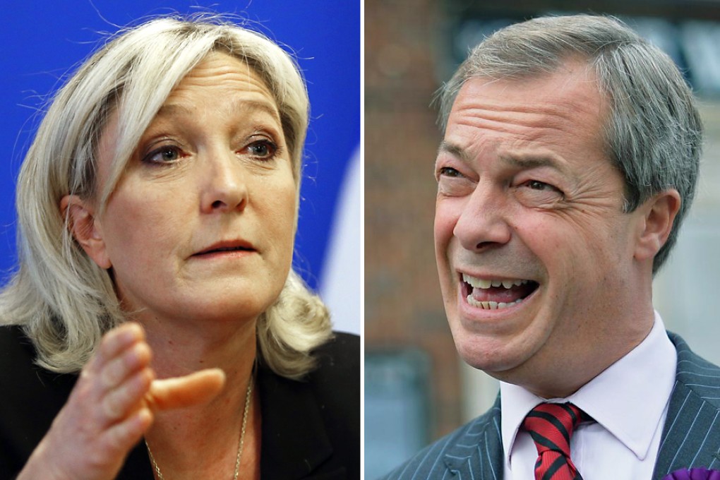 Marine Le Pen (left) and Nigel Farage. Photos: Reuters, AFP