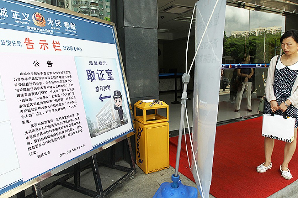 The Exit-Entry Management Section of the Public Security Bureau in Futian, Shenzhen. Mainland immigrants are now seen as a threat rather than an asset in Hong Kong. Photo: Edward Wong