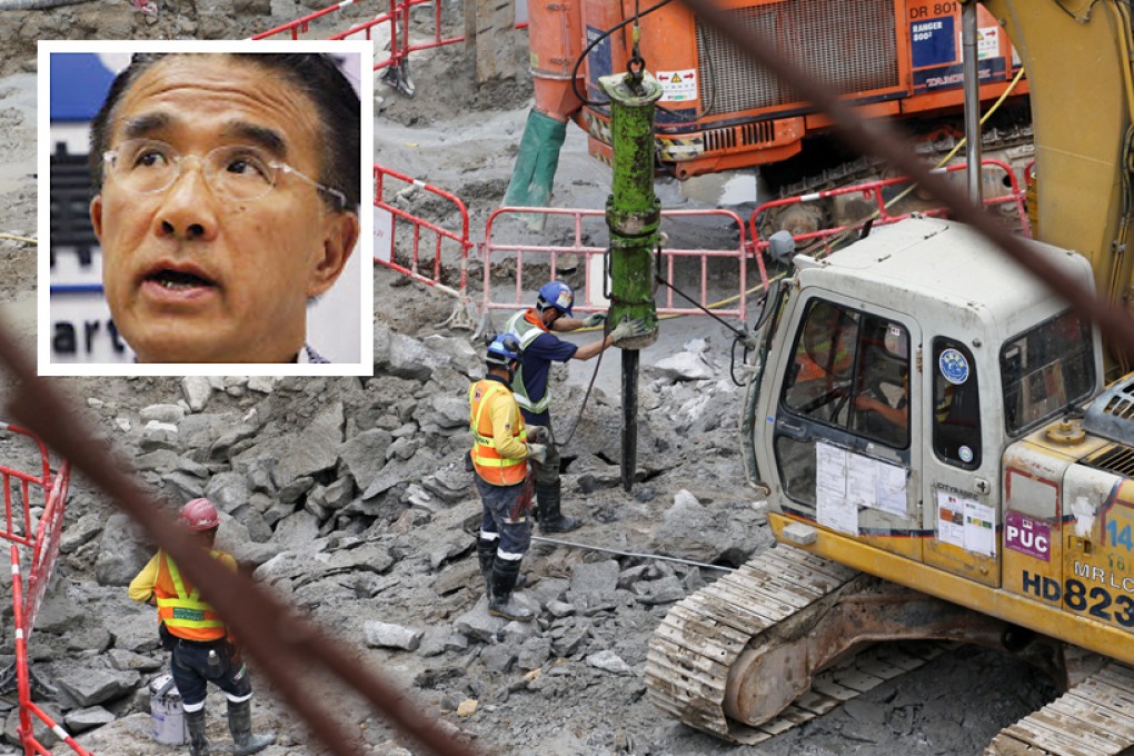 While construction continues, Michael Tien Puk-sun (inset) and other lawmakers are demanding detailed answers on the delay of the HK$67 billion cross-border high-speed railway project. Photo: Felix Wong