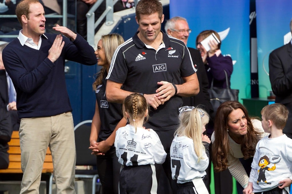 While recovering from injury, All Blacks skipper Richie McCaw joined Britain's Prince William and Catherine, the Duchess of Cambridge, at a young players' tournament in Dunedin. Photo: Reuters