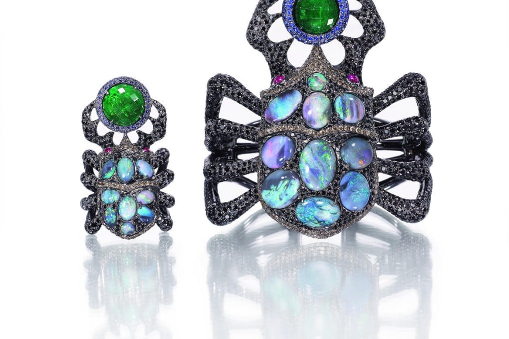 Egyptian Scarab ring-cuff set