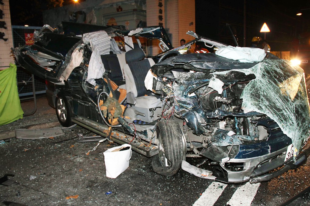 Accident along Ho Sheung Heung Road towards Ho Sheung Heung, near the border at Lok Ma Chau. Photo: Felix Wong