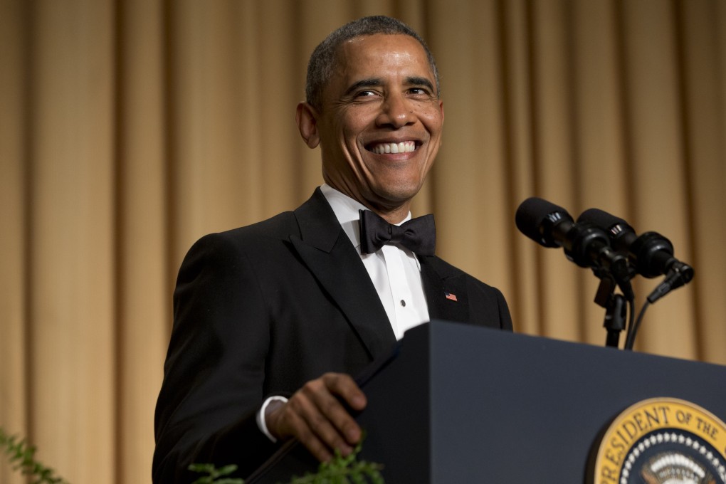 President Barack Obama smiles while making a joke during his speech at the White House Correspondents' Association Dinner at the Washington Hilton Hotel. Photo: AP