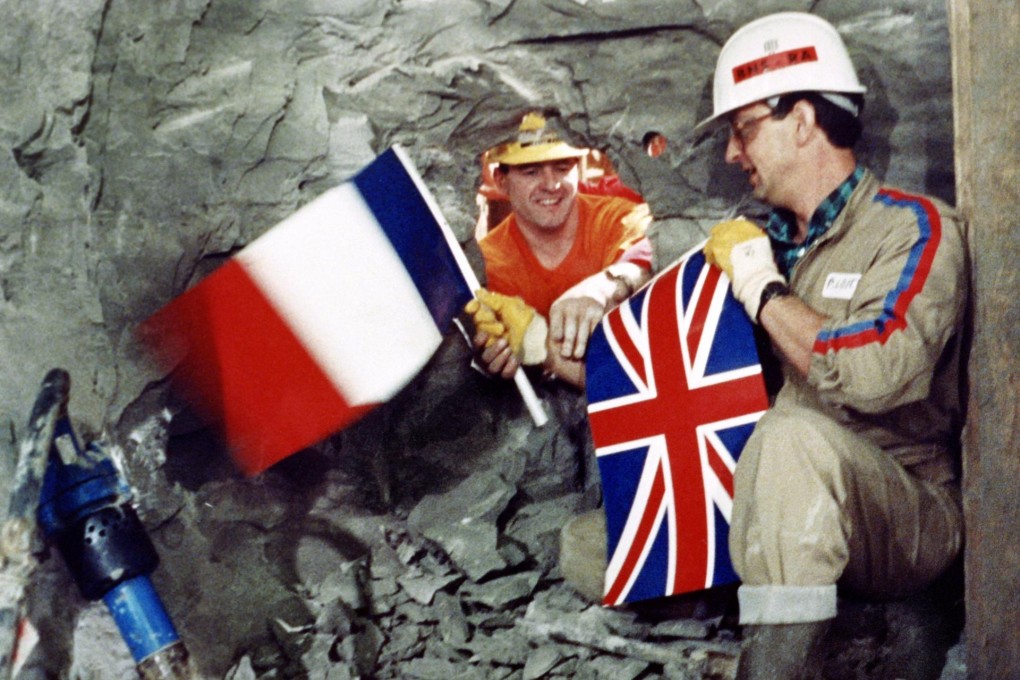 Workers tunnelling from both Britain and France broke through below the British Channel on December 1, 1990. Photo: AFP