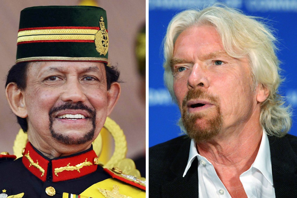 Richard Branson has vowed to boycott a hotel chain linked to Brunei’s Sultan Hassanal Bolkiah. Photos: AFP, Reuters