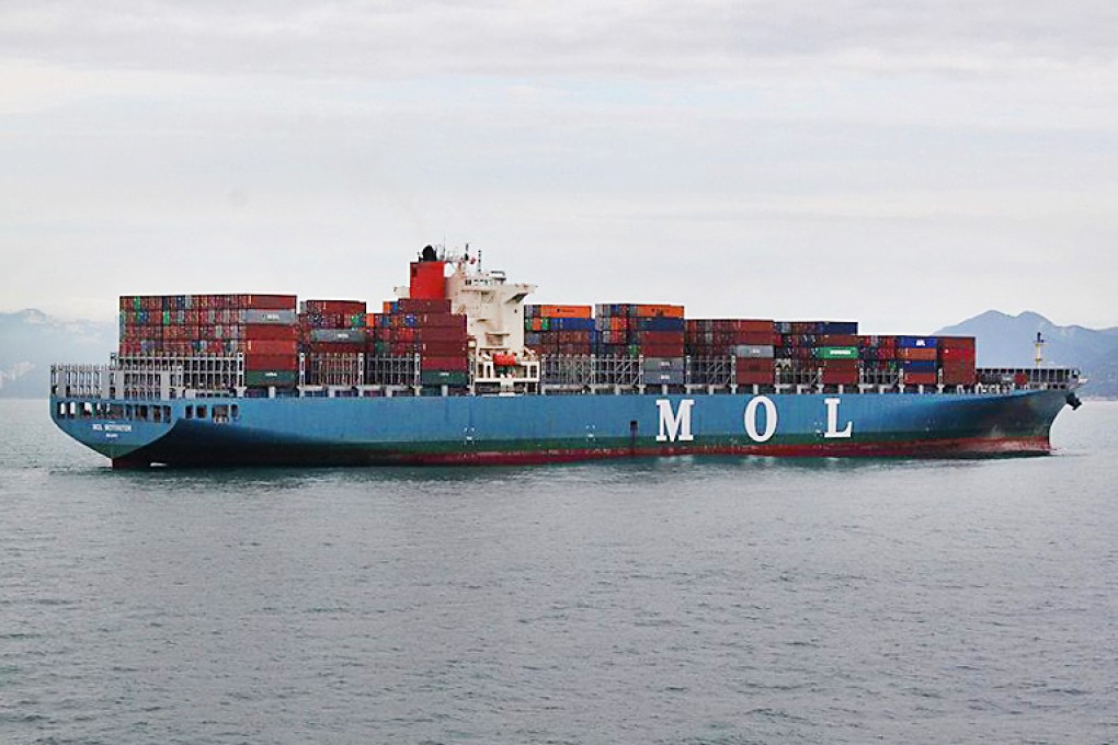 Chinese authorities have sent 15 ships and three helicopters to hunt for the missing crew after a collision between cargo ship Zhong Xing 2 and container vessel MOL Motivator left 11 missing. Photo: EPA