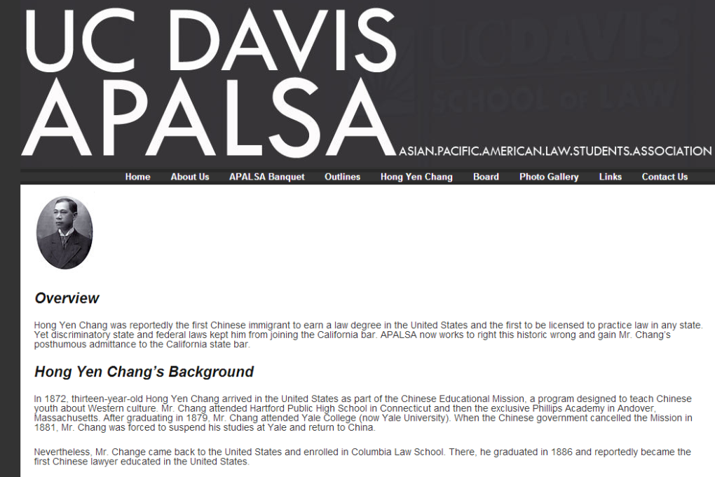 Webpage of UC Davis's Hong Yeng Chang Project. Photo: Screenshot from the project's website