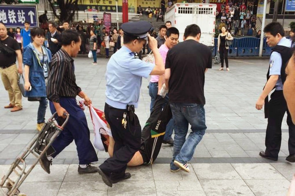 Police respond in Guangzhou.