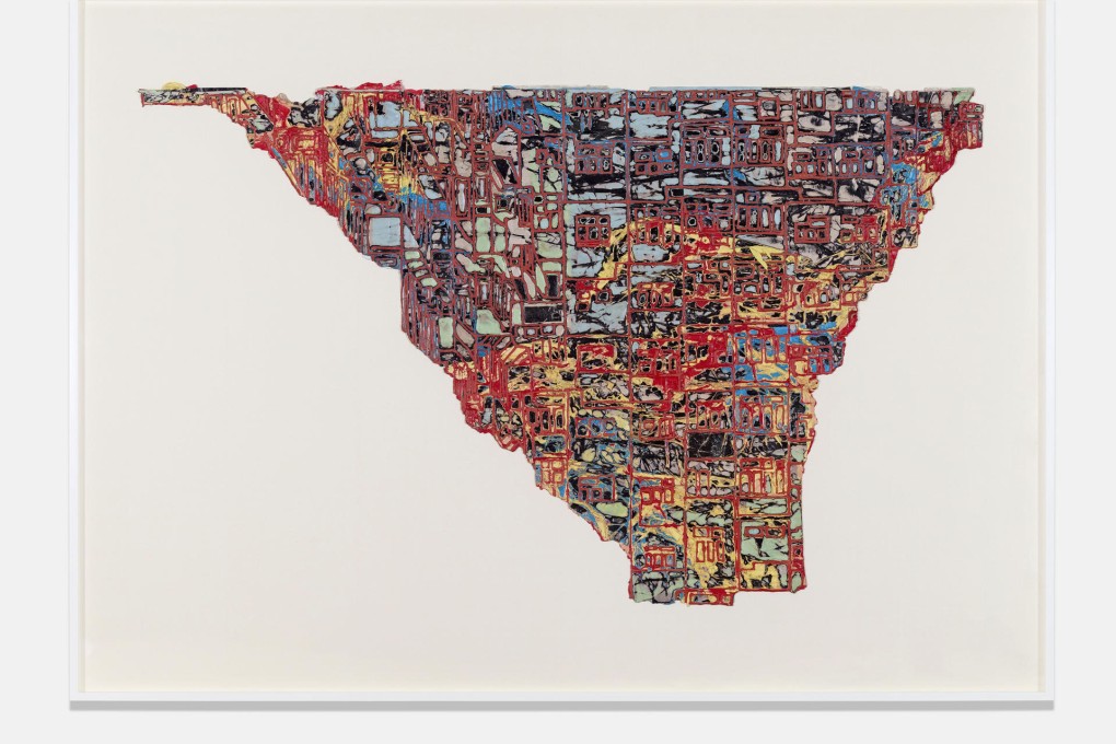 Mailing a Country 1, mixed media on canvas. Photos: Mark Bradford, Fredrik Nilsen