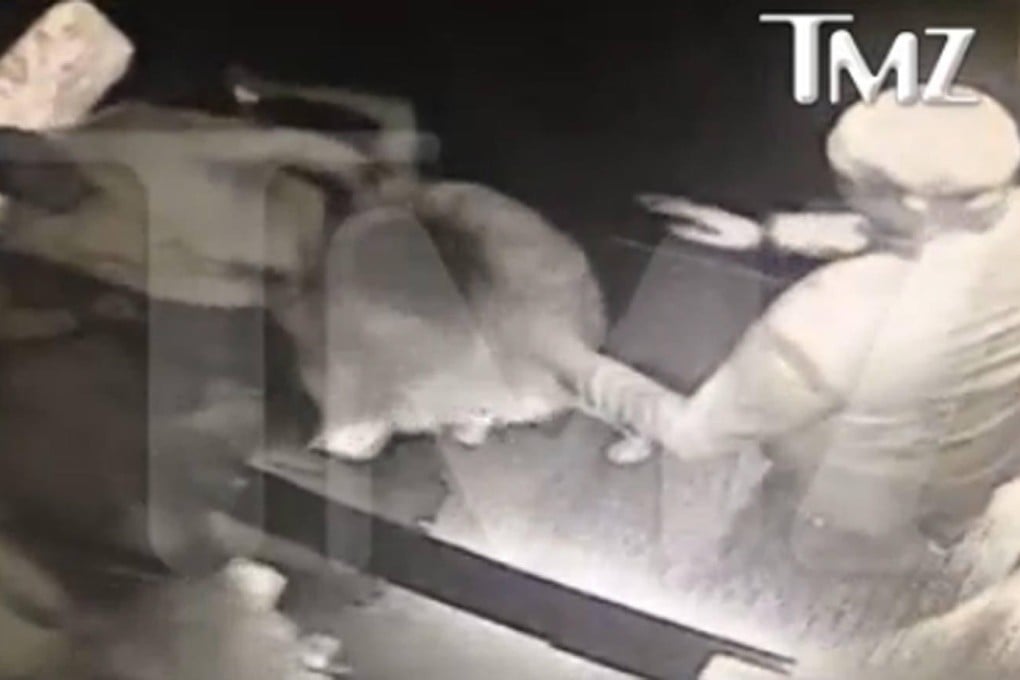 The fuzzy, silent black-and-white video of the hotel confrontation.