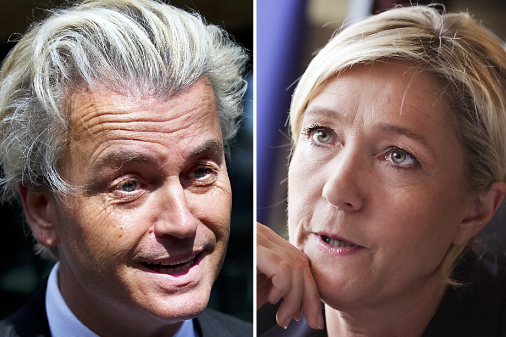 In order to form a far-right anti-European bloc, Geert Wilders (left) and Le Pen would have to find like-minded politicians in at least a quarter of the EU's 28 member states, and see 25 members elected to the now trimmed-down 751-seat European Parliament. Photos: EPA, Reuters