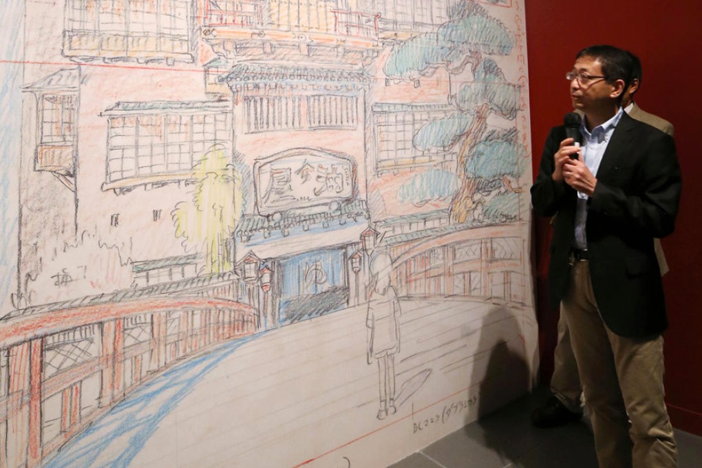 Exhibition producer Kazuyoshi Tanaka talks highlights one of the pieces on show in a talk at the Heritage Museum in Sha Tin. Photo: David Wong