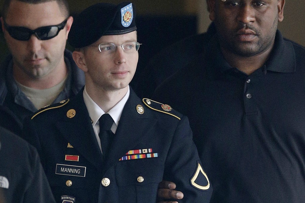 Army Private First Class Chelsea Manning, formerly known as Bradley, after his court martial for leaking military secrets. Photo: AP