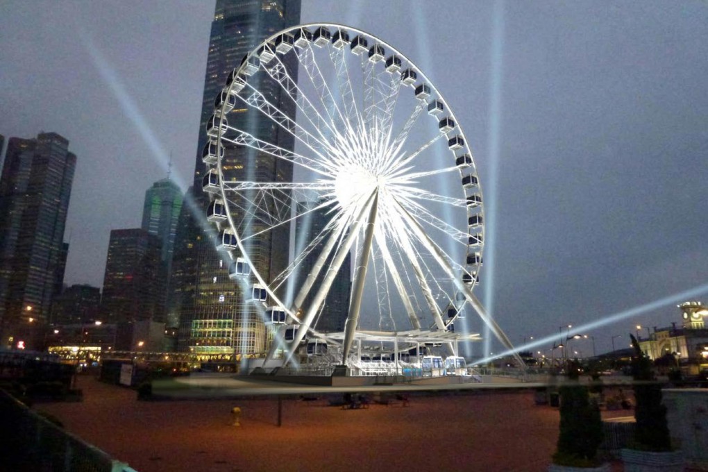 How the Hong Kong observation wheel will look when it is finally opened - it will have 42 gondolas and offer spectacular views over Victoria Harbour. Photo: SCMP Pictures